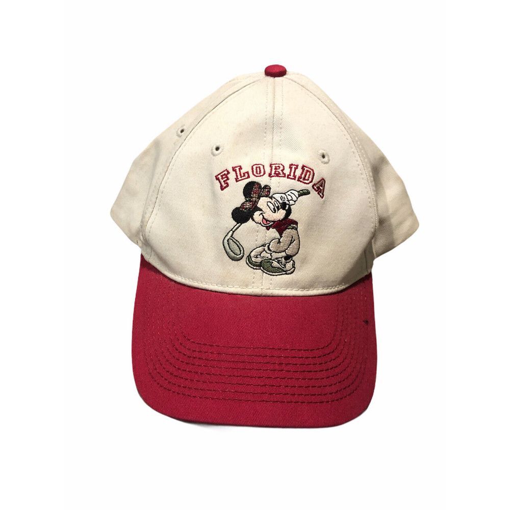 Vintage Disney Mickey Mouse Playing Golf Florida Adult Embroidered Snapback‎ Hat